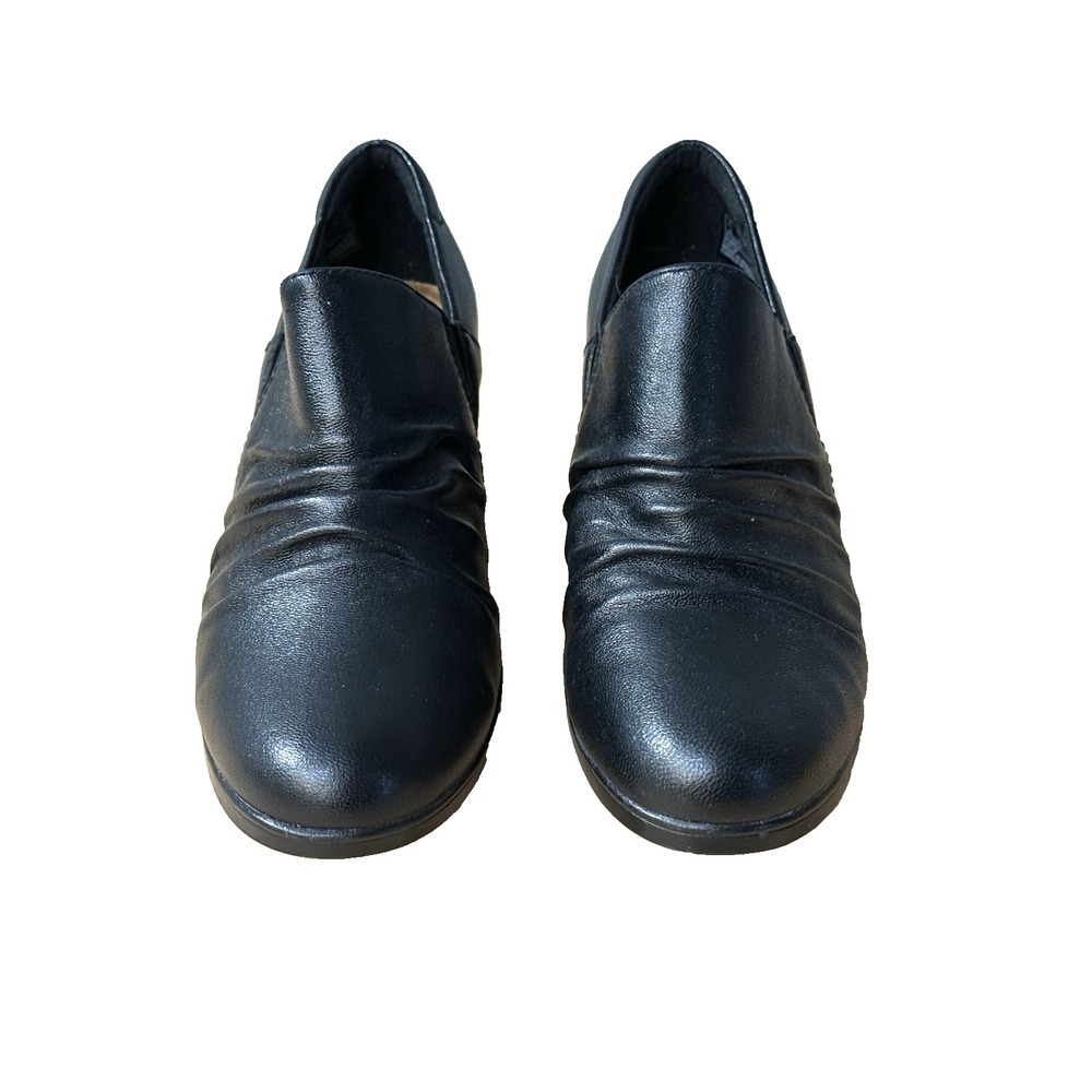 Clarks Collection Women's Black Leather Low Heel Slip On Comfort Shoes Size 7 - Picture 4 of 10